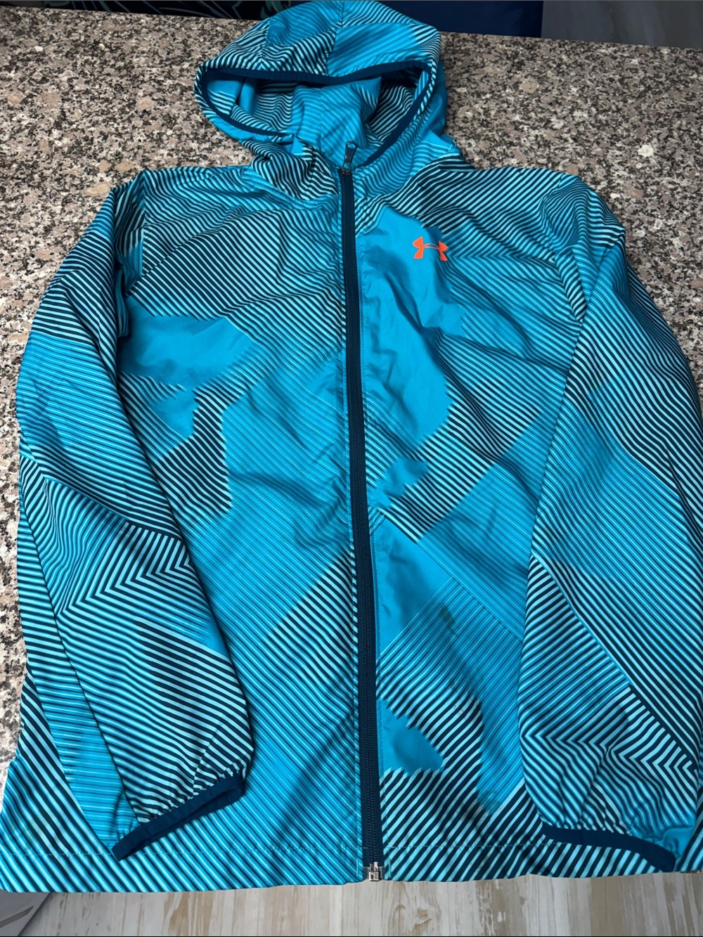 Under Armour Youth Teal & Orange Hooded Rain Jacket